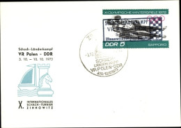 Delcampe - CPA Schach, Stempel Schach-Länderkampf, VR Polen - DDR, 1973, X. Int. Schach-Turnier Zinnowitz - Sonstige & Ohne Zuordnung