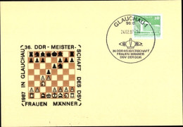 Delcampe - CPA Schach, Aufdruck: 36. DDR Meister Des DSV, Frauen, Männer, 1987 In Glauchau, Schachmeisterschaft - Sonstige & Ohne Zuordnung