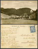 Delcampe - Colombia 4c Old Real Photo Postcard Plaza De Ayacucho, Bogota S.A., TRAM Tramway - Kolumbien