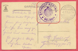 Delcampe - . Cachet " Bahnhof Bertrix Belgien " Feldpost Visuel Florenville - Cachet Départ Libramont - Guerre 1914-18. - Bertrix