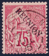 Delcampe - Lot 1967 - (Colonies) Réunion N°27 75c Rose Foncé Oblitéré TB - Signé Scheller - Gebruikt
