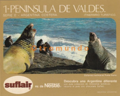 Delcampe - TOURIST BROCHURE SEA ELEPHANTS PENINSULA VALDEZ CHUBUT PATAGONIA ARGENTINA PUBLICIDAD CHOCOLATE SUFLAIR DE NESTLE - Chocolade