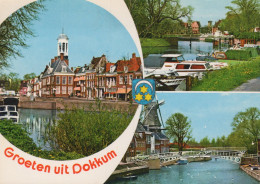 Delcampe - Nederland Dokkum Stadsgezicht Grachten Toren Molen Bruggen Oblitereerd #SCH191 - Dokkum