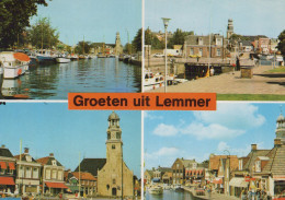 Delcampe - Nederland Lemmer Stadsgezichten Grachten Boten Kerktoren Verstuurd #SCH176 - Lemmer