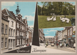 Delcampe - Nederland Kampen Stadsgezicht Grachten Park En Winkelstraat Obliereerd #SCH092 - Kampen