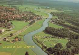 Delcampe - Nederland Ommen Luchtfoto Vecht Landschap Met Stad Beschreven #SCH084 - Ommen