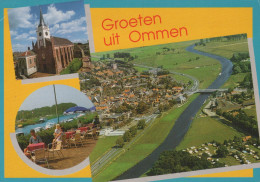 Delcampe - Nederland Ommen Luchtbeeld Hervormde Kerk En Rivier De Vecht #SCH081 - Ommen