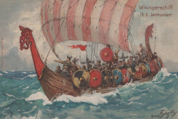 Delcampe - Deutschland Magdeburg Wikingerschiff Hans Bohrdt Kunst Reklamekarte #SCG849 - Velieri