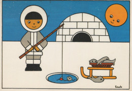 Delcampe - Nederland Delft Illustratie Inuit Visser Iglo Ijsvissen Geplaatst #SCH680 - Delft