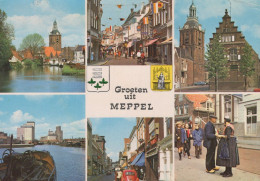 Delcampe - Nederland Meppel Diverse Stadsgezichten Grote Kerk Straten Kanalen #SCH654 - Meppel