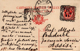 Delcampe - CARTOLINA POSTALE TIMBRO CENTRATO 1910 DA ORVIETO A  FARMACIA SORCINI DI  ASSISI - Marcofilie