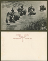 Delcampe - Ceylon Old Real Photo Postcard Elephants Fording A River, Native Elephant Riders - Sri Lanka (Ceylon)