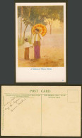 Delcampe - Burma F.M. Muriel Artist Signed Old Postcard Belle Beauty Woman & Girl Mandalay - Myanmar (Burma)