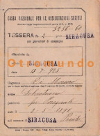 Delcampe - CASA NAZIONALE PER LE ASSICURAZIONI SOCIALI GIORNALIERI DI CAMPAGNA SIRACUSA ITALIA 1925 TAX STAMPS - Non Classés
