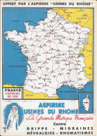 Delcampe - Carte De France Chemin De Fer Avec Carbone Au Dos Publicitaire Aspirine Usine Du Rhone Pour écolier Années 1950 21x15cm - Geographical Maps