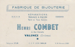 Delcampe - (5)     Petite Carte Commerciale  Fabrique De Bijouterie - Henri Combet à VALENCE - Valence