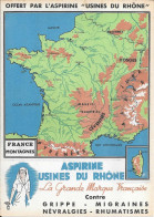 Delcampe - Carte De France Montagnes Carbone Au Dos Publicitaire Aspirine Usine Du Rhone Pour écolier Années 1950 21x15cm - Geographical Maps