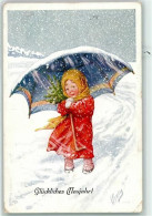 Delcampe - Neujahr Kind Im Schneesturm Regenschirm TSN Serie 3107-1 AK Feiertag, K.... - 39185175 - Altri & Non Classificati