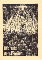 Delcampe - Religious Gib Uns Den Frieden People Jesus On Cross Vintage Postcard B818 - Sonstige & Ohne Zuordnung