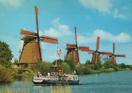 Delcampe - Nederland Kinderdijk Zuid Holland Molens Landschap Boot Beschreven #SCH946 - Kinderdijk