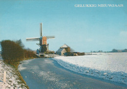 Delcampe - Nederland Workum Winterlandschap Molen Gracht Sneeuw Nieuwjaarswens #SCH875 - Workum