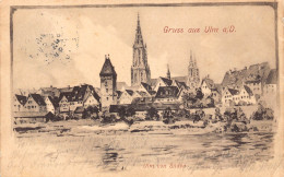 Delcampe - B136 Germany 1905 Gruss Aus Ulm A D South View Art Vintage Postcard - Ulm