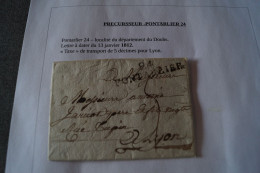 Delcampe - Précurseur - Pontarlier 24,daté Du 13/01/1812,Taxe De Transport 5 Décimes Pour Lyon, Pour Collection - 1792-1815: Départements Conquis