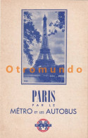 Delcampe - FRANCE TRAINS CHEDULES AND MAP PARIS METRO ET LES AUTOBUS 1952 EIFFEL TOWER PHOTO - Roadmaps