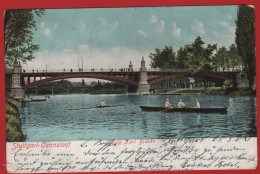 Delcampe - Baden-Württemberg - CP ANIMEE COLORISEE STUTTGART CANNSTADT - KÖNIG KARL BRÜCKE - CANOË KAYAK - Fr. SCHANBACHER N° 236 - - Stuttgart