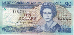 Delcampe - BILLETE DE EASTERN CARIBBEAN CENTRAL DE 10 DOLLARS AÑOS 1985/88  (BANKNOTE) - Caraïbes Orientales