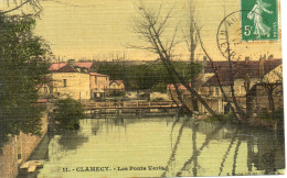 Delcampe - - CLAMECY (58) -  Les Ponts Verts  (belle CPA Toilée, Couleur)  -25947- - Clamecy