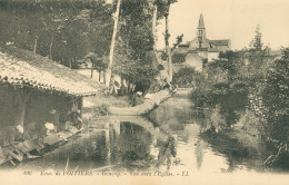 Delcampe - C. P. A. : 86 : GENCAY : Vue Vers L'Eglise, Lavandières - Gencay