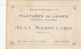 Delcampe - Carton Publicitaire Publicité (31) TOULOUSE Filatures Laines  Maison Hartmann & Cie Représentant Jean SABOULARD - Publicités
