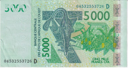 Delcampe - BILLETE DE MALI DE 5000 FRANCS LETRA D DEL AÑO 2003 EN CALIDAD EBC (XF) (BANKNOTE) - Mali