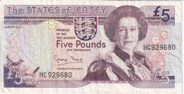 Delcampe - BILLETE DE JERSEY DE 5 POUNDS DEL AÑO 1993 (BANKNOTE) - Jersey