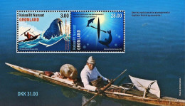 Delcampe - Greenland - 2026 - History And Use Of Kayak, Part I - Mint Souvenir Sheet - Ungebraucht