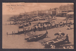 Delcampe - Vintage Postcard United Kingdom Worthing West Beach 1914 - Worthing