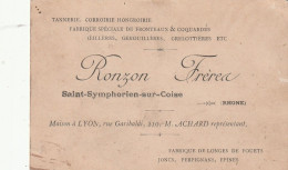 Delcampe - Carton Publicitaire Publicité (69) SAINT SYMPHORIEN SUR COISE RONZON FREREA Tannerie Corroirie Hongroirie - Publicités