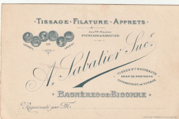 Delcampe - Carton Publicitaire Publicité (65) BAGNERES De BIGORRE A. SABATIER Sucr Tissage Filature Tissus Drap Couverture - Publicités