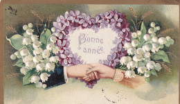 Delcampe - MUGUET    CARTE  GAUFREE   AVEC  BORDURE  DOREE - Blumen