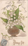 Delcampe - MUGUET      CARTE  AVEC MOTIFS  RECHAMPIS  OR - Blumen
