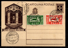 Delcampe - ITALIA - RODI - 1936 - INTERO POSTALE - VIGNETTA RODI - Egée (Rodi)