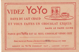 Delcampe - Carton Publicitaire Publicité (31) LUCHON Société YO-YO Seul Chocolat Vendu Cuit à Verser Dans Du Lait Chaud - Publicités