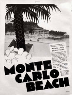 Delcampe - Publicité Papier  MONTE-CARLO BEACH HOTEL Année 1931 FEA - Publicités