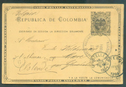 Delcampe - Nice Postal Stationery 2cvos Cancelled CORREO NACIONAL BOGOTA Pct. 8 1894 To Ghistelle (scrapped) And Redirected To Oste - Colombie