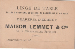Delcampe - Carton Publicitaire Publicité (15) BRECHAILLES-APCHON Maison LEMMET & Cie Draperie D'Elbeuf Linge De Table Toiles - Werbung