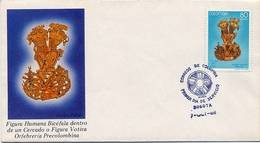 Delcampe - Lote 1744F, Colombia, 1988, SPD-FDC, Museo Del Oro, Figura Humana Bicefala, Indigenous Gold Craft Themes - Colombie