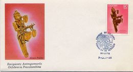 Delcampe - Lote 1745F, Colombia, 1988, SPD-FDC, Museo Del Oro, Recipiente Antropomorfo, Quimbaya, Indigenoues Gold Art - Colombie