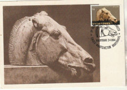 Delcampe - Grèce Carte Maximum 1984 Yvert 1524 Marbre Du Parthénon - Tête De Cheval - Maximumkarten (MC)