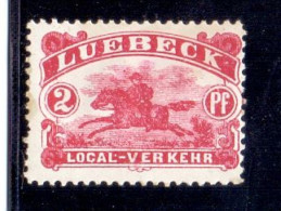 Delcampe - ALLEMAGNE POSTES PRIVEES LÜBECK 2 Pf Postier A Cheval 1888 - Pferde